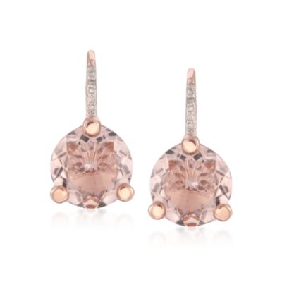 3.30 ct. t.w. Morganite Drop Earrings With Diamonds in 18kt Over Sterling &mdash; Alt Image 1
