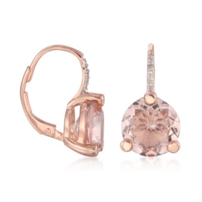3.30 ct. t.w. Morganite Drop Earrings With Diamonds in 18kt Over Sterling &mdash; Alt Image 3