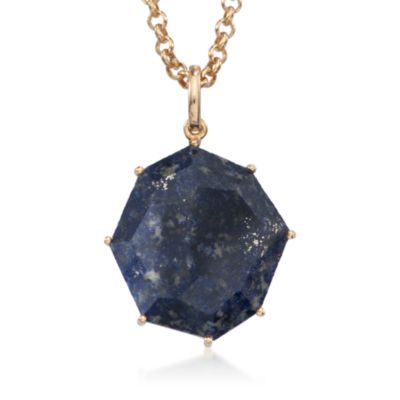 Lapis Pendant Necklace in 18kt Over Sterling. 24" &mdash; Alt Image 1