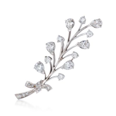 C. 1980 Vintage Tiffany Jewelry 2.80 ct. t.w. Diamond Floral Pin in Platinum  &mdash; Alt Image 1