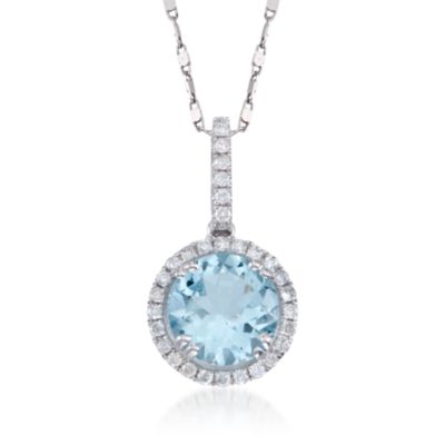 2.15 Carat Aquamarine and Diamond Pendant Necklace in 14kt White Gold. 18" &mdash; Alt Image 1
