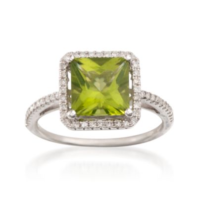 2.59 Carat Peridot Ring With Diamonds in 14kt White Gold &mdash; Alt Image 1