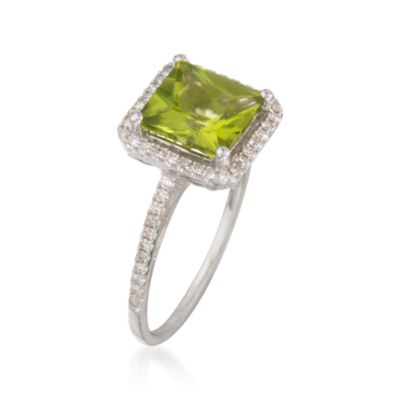 2.59 Carat Peridot Ring With Diamonds in 14kt White Gold &mdash; Alt Image 3