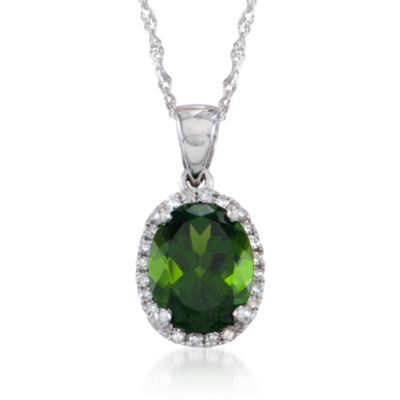1.89 Carat Green Chrome Diopside Pendant Necklace With Diamonds in 14kt White Gold. 18" &mdash; Alt Image 1