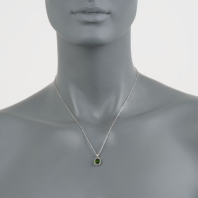 1.89 Carat Green Chrome Diopside Pendant Necklace With Diamonds in 14kt White Gold. 18" &mdash; Alt Image 2