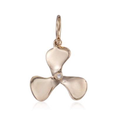 C.1980 Vintage Diamond Propeller Pendant in 14kt Yellow Gold  &mdash; Alt Image 1
