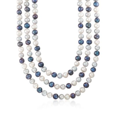 8-8.5mm Multicolored Endless Pearl Necklace. 80" &mdash; Alt Image 1