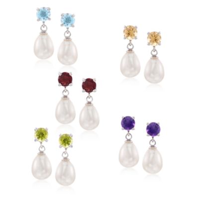 5-Pair Set of 4.50 ct. t.w. Multi-Gem and Pearl Earrings in Sterling Silver &mdash; Alt Image 1