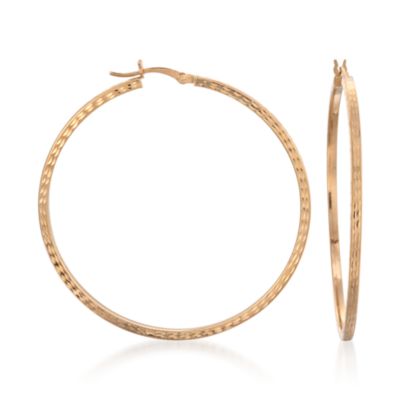 14kt Yellow Gold Textured Hoop Earrings &mdash; Alt Image 1