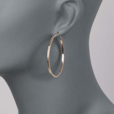 14kt Yellow Gold Textured Hoop Earrings &mdash; Alt Image 2