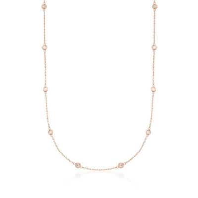 1.00 ct. t.w. Diamond Station Necklace in 14kt Rose Gold. 20" &mdash; Alt Image 1