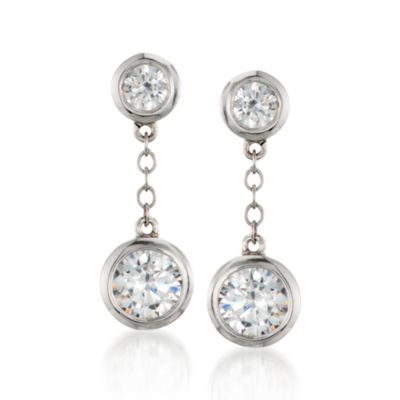 2.25 ct. t.w. CZ Drop Earrings in 14kt White Gold &mdash; Alt Image 1