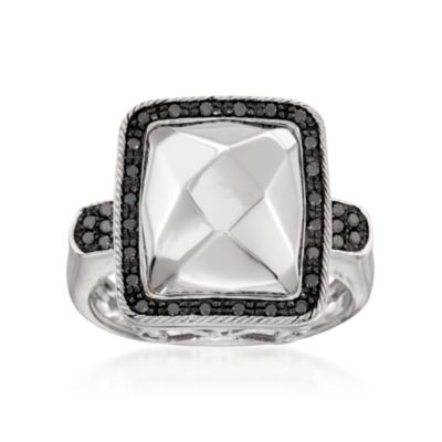 Charriol .17 ct. t.w. Black Diamond Ring in 18kt White Gold. Size 6.5 &mdash; Alt Image 1