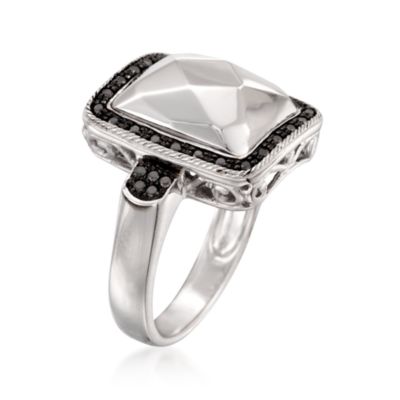 Charriol .17 ct. t.w. Black Diamond Ring in 18kt White Gold. Size 6.5 &mdash; Alt Image 3
