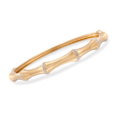 .10 ct. t.w. Diamond Bamboo Bangle Bracelet in 18kt Over Sterling &mdash; Alt Image 1