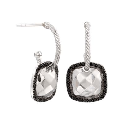 Charriol .24 ct. t.w. Black Diamond Earrings in 18kt White Gold &mdash; Alt Image 3
