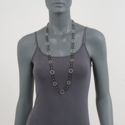 Charriol "Celtic Noir" Stainless and 18kt White Gold Necklace. 36" &mdash; Alt Image 2