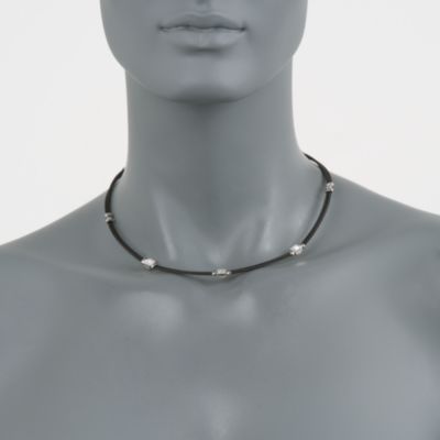 Charriol "Celtic Noir" Diamond Station Necklace in Stainless and 18kt White Gold. 17" &mdash; Alt Image 2