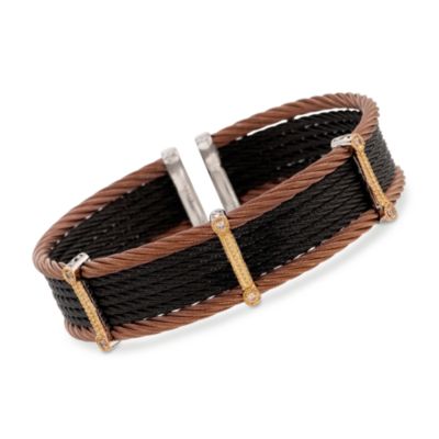 Charriol "Classique" .13 ct. t.w. Diamond Bangle Bracelet in Stainless and 18kt Rose Gold. 7" &mdash; Alt Image 1