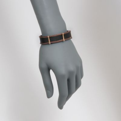 Charriol "Classique" .13 ct. t.w. Diamond Bangle Bracelet in Stainless and 18kt Rose Gold. 7" &mdash; Alt Image 2