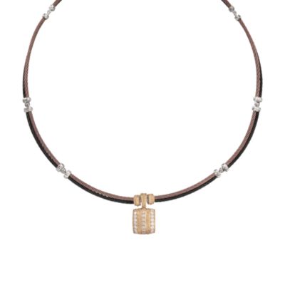 Charriol .74 ct. t.w. "Celtique" Diamond Cable Necklace in Stainless and 18kt Yellow Gold. 17" &mdash; Alt Image 1