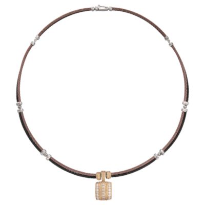 Charriol .74 ct. t.w. "Celtique" Diamond Cable Necklace in Stainless and 18kt Yellow Gold. 17" &mdash; Alt Image 3