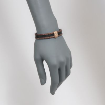 Charriol "Classique" .11 ct. t.w. Diamond Bangle Bracelet in Stainless and 18kt Rose Gold. 6.5" &mdash; Alt Image 2