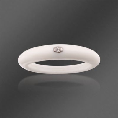 Due Punti White Rubber Silicone Ring With Diamond &mdash; Alt Image 1