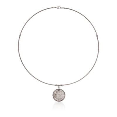 Charriol 1.55 ct. t.w. White Sapphire Pendant Necklace With Diamonds in Stainless and 18kt White Gold. 17" &mdash; Alt Image 3