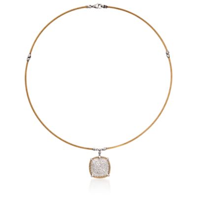 Charriol 1.25 ct. t.w. White Sapphire and Diamond Pendant Necklace in Stainless and 18kt White Gold. 17" &mdash; Alt Image 3