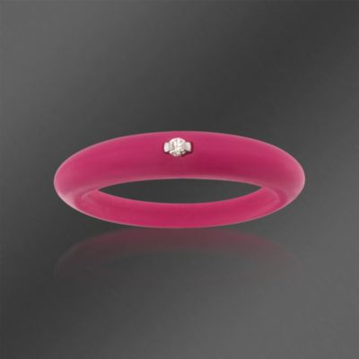 Due Punti Fuschia Silicone Band Ring With Diamond &mdash; Alt Image 1