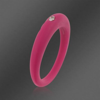 Due Punti Fuschia Silicone Band Ring With Diamond &mdash; Alt Image 3