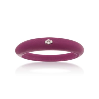 Due Punti Plum Silicone Band Ring With Diamond &mdash; Alt Image 1