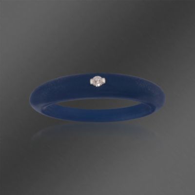 Due Punti True Navy Silicone Band Ring With Diamond &mdash; Alt Image 1
