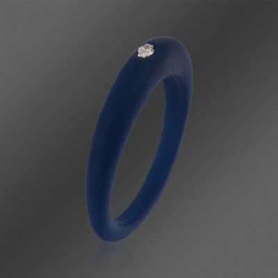 Due Punti True Navy Silicone Band Ring With Diamond &mdash; Alt Image 3