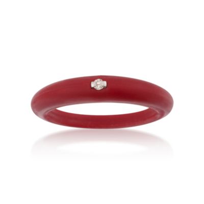 Due Punti Cranberry Silicone Band Ring With Diamond &mdash; Alt Image 1