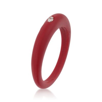 Due Punti Cranberry Silicone Band Ring With Diamond &mdash; Alt Image 3