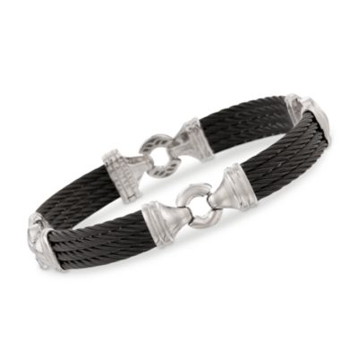 Charriol Stainless and 18kt Yellow Gold Wide Men's Cable Bracelet. 8" &mdash; Alt Image 1