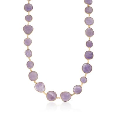 320.00 ct. t.w. Amethyst Slice Necklace in 18kt Over Sterling. 36" &mdash; Alt Image 1