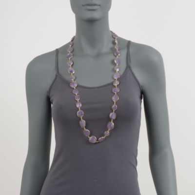 320.00 ct. t.w. Amethyst Slice Necklace in 18kt Over Sterling. 36" &mdash; Alt Image 2