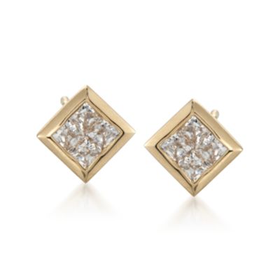 .80 ct. t.w. Square CZ Earrings in 14kt Yellow Gold &mdash; Alt Image 1