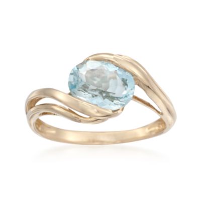 1.40 Carat Blue Topaz Bypass Ring in 14kt Yellow Gold &mdash; Alt Image 1