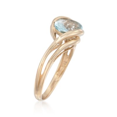 1.40 Carat Blue Topaz Bypass Ring in 14kt Yellow Gold &mdash; Alt Image 3