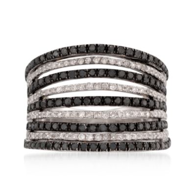 1.52 ct. t.w. Black and White Diamond Multi-Row Ring in Sterling Silver &mdash; Alt Image 1