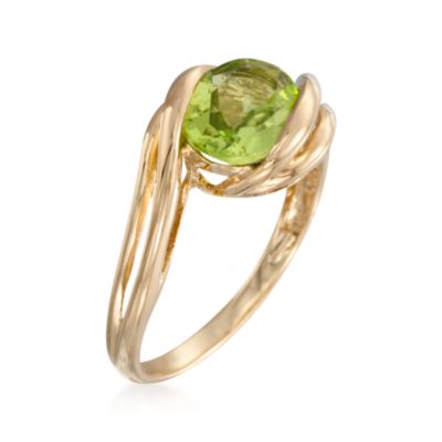 1.50 Carat Peridot Bypass Ring in 14kt Yellow Gold &mdash; Alt Image 3