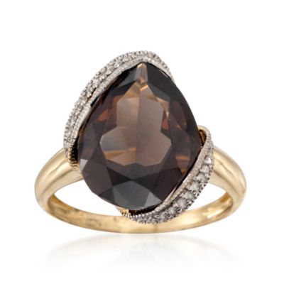 6.50 Carat Smoky Quartz Ring With .10 ct. t.w. Diamonds in 14kt Yellow Gold &mdash; Alt Image 1