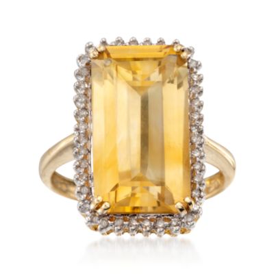 7.75 Carat Citrine and .20 ct. t.w. Diamond Ring in 14kt Yellow Gold &mdash; Alt Image 1