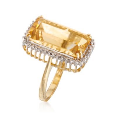 7.75 Carat Citrine and .20 ct. t.w. Diamond Ring in 14kt Yellow Gold &mdash; Alt Image 3