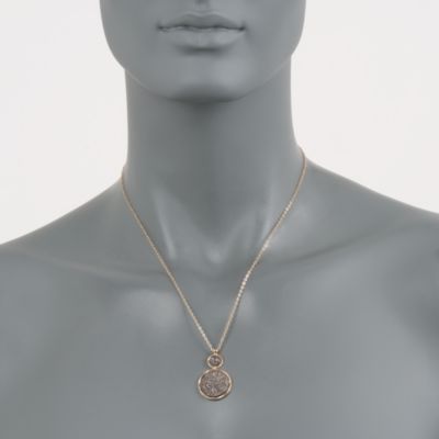 Italian Silver Drusy Necklace in 14kt Yellow Gold. 18" &mdash; Alt Image 2
