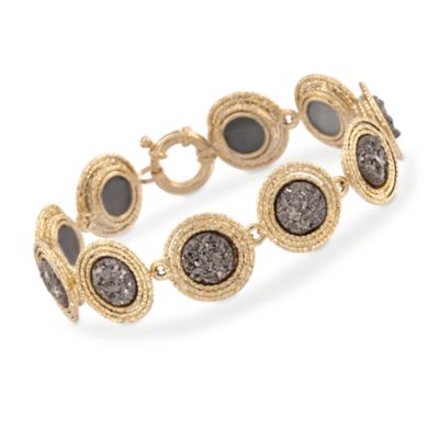 Italian Silver Drusy Bracelet in 14kt Yellow Gold &mdash; Alt Image 1